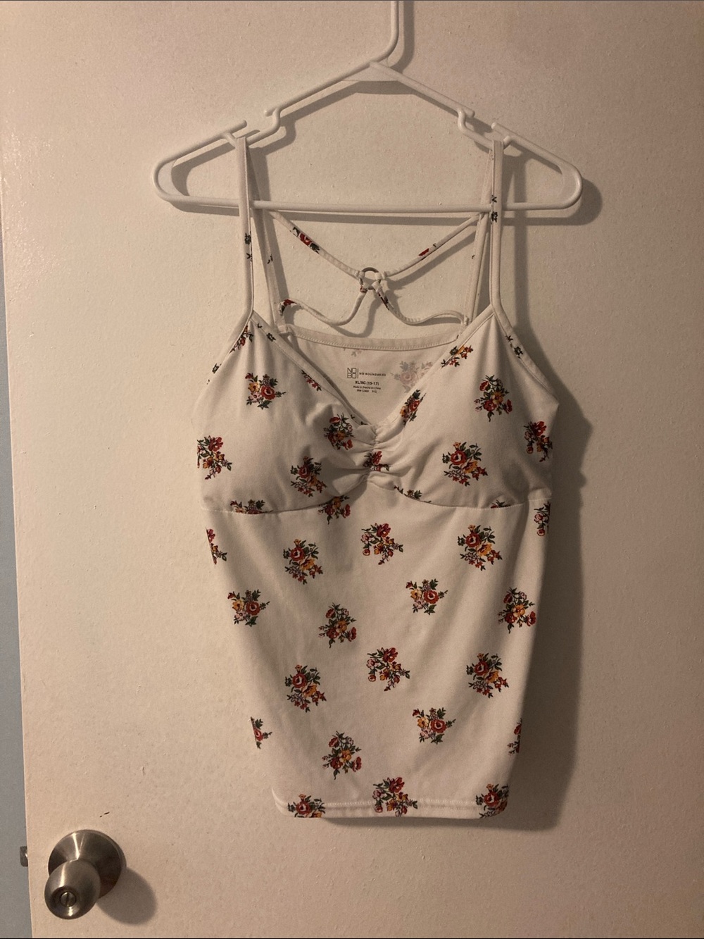 No Boundaries White Floral Spaghetti Strap Tank top